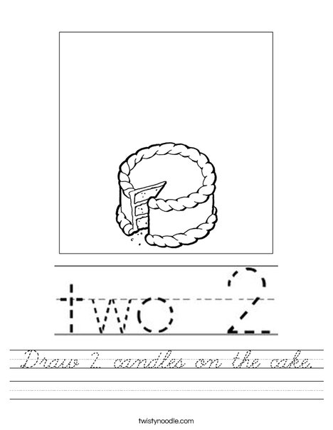 Draw 2 candles on the cake. Worksheet