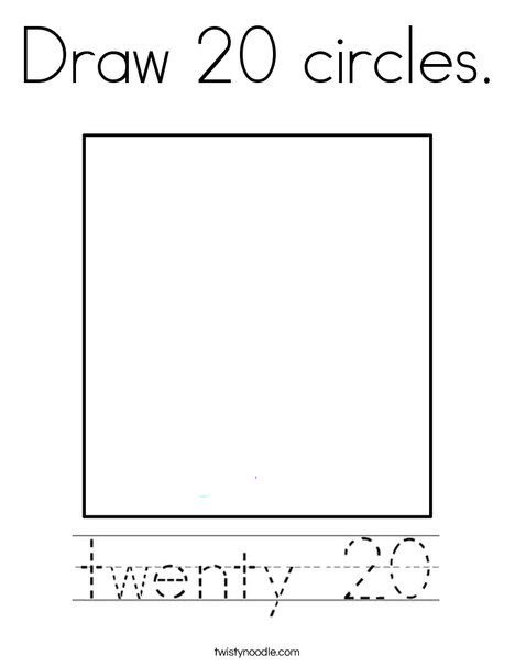 Draw 20 circles. Coloring Page