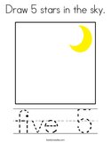 Draw 5 stars in the sky Coloring Page