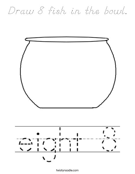 Draw 8 fish in the bowl. Coloring Page