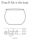 Draw 8 fish in the bowl Coloring Page