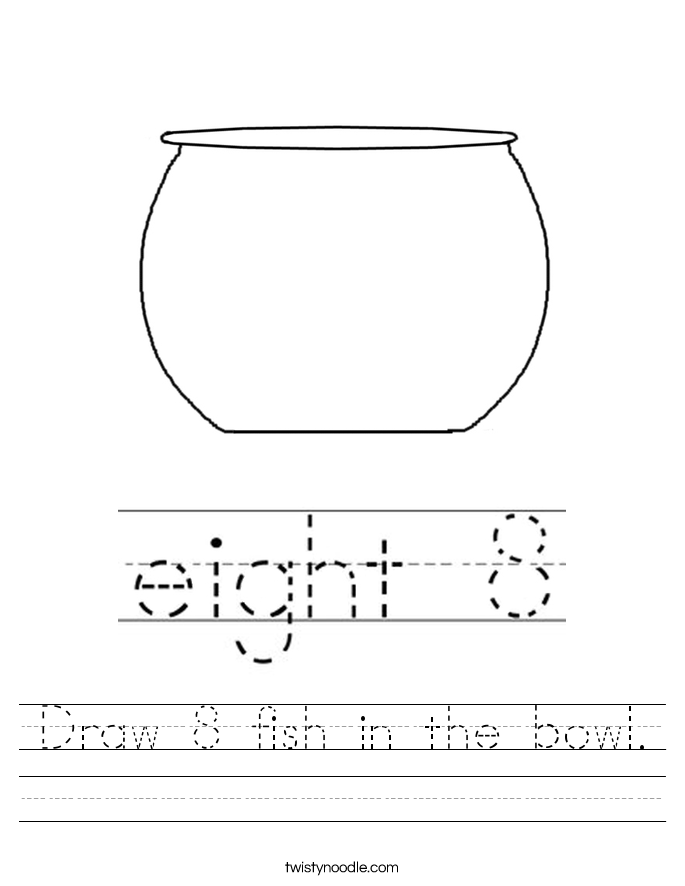 Draw 8 fish in the bowl. Worksheet