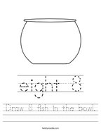 Draw 8 fish in the bowl Handwriting Sheet