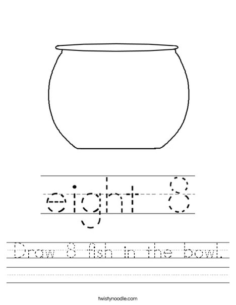 Draw 8 fish in the bowl. Worksheet
