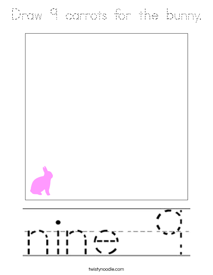Draw 9 carrots for the bunny. Coloring Page