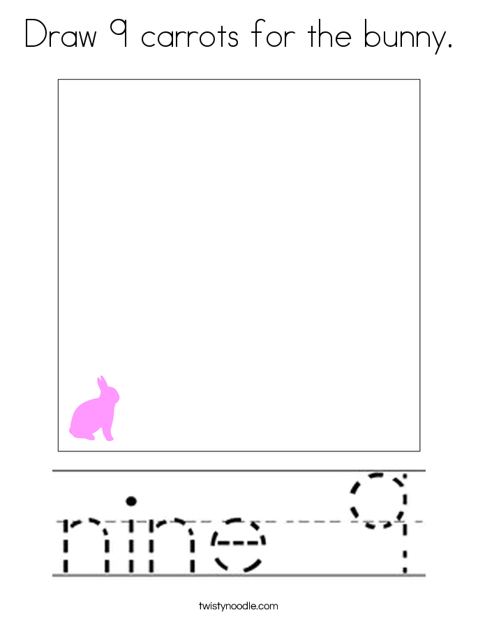 Draw 9 carrots for the bunny. Coloring Page