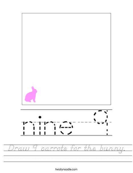 Draw 9 carrots for the bunny. Worksheet
