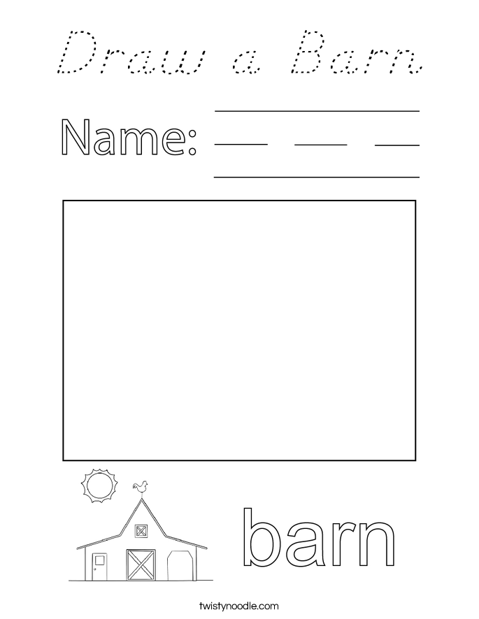 Draw a Barn Coloring Page