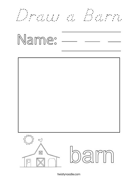 Draw a Barn Coloring Page