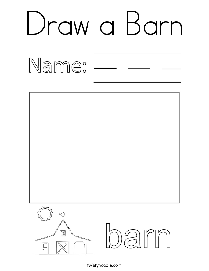 Draw a Barn Coloring Page