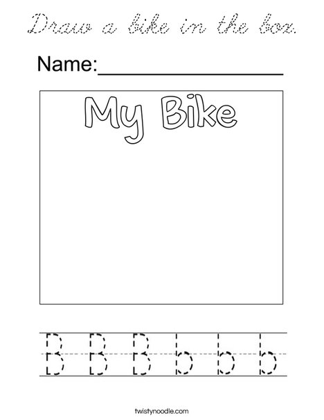 Draw a bike in the box.  Coloring Page