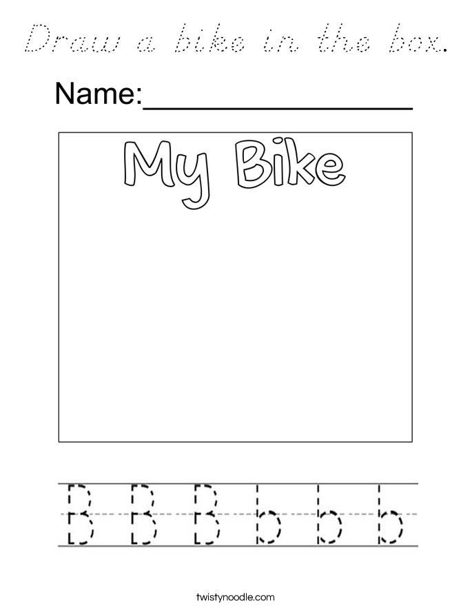 Draw a bike in the box. Coloring Page