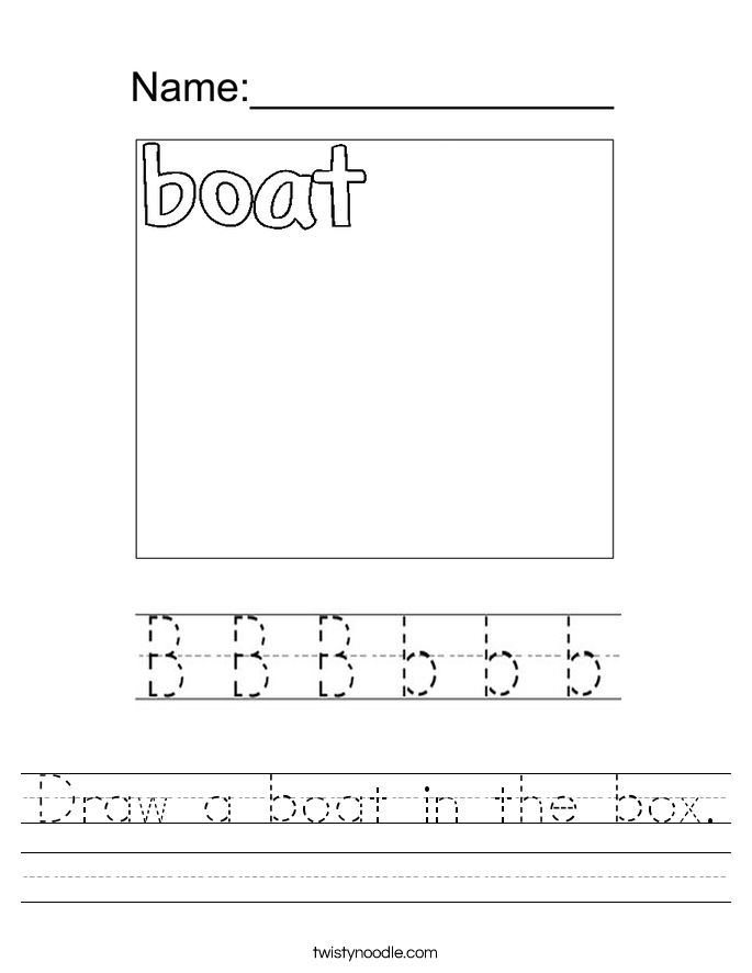Draw a boat in the box. Worksheet
