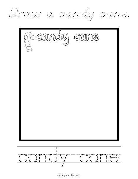 Draw a candy cane. Coloring Page
