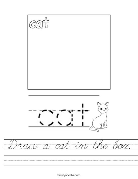 Draw a cat in the box. Worksheet