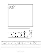 Draw a cat in the box Handwriting Sheet