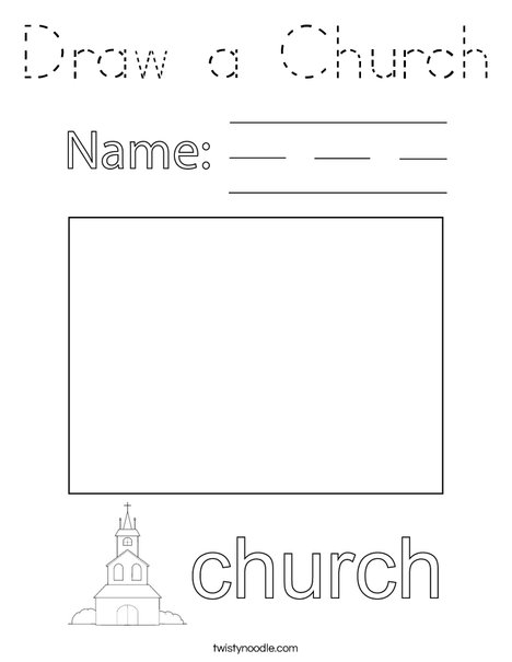 Draw a Church Coloring Page