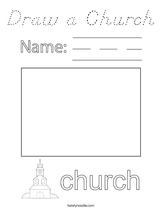 Download Draw a Church Coloring Page - D'Nealian - Twisty Noodle