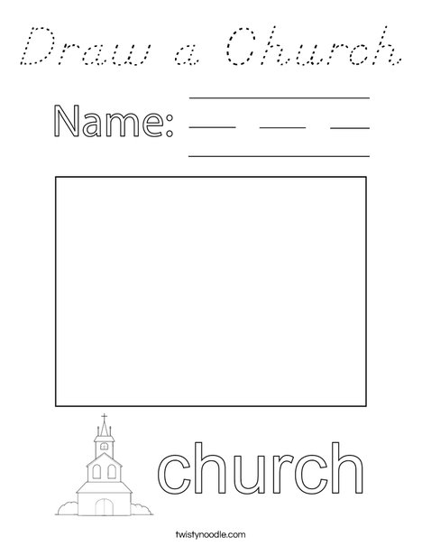 Download Draw a Church Coloring Page - D'Nealian - Twisty Noodle