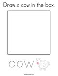 Draw a cow in the box. Coloring Page