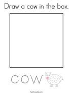 Draw a cow in the box Coloring Page