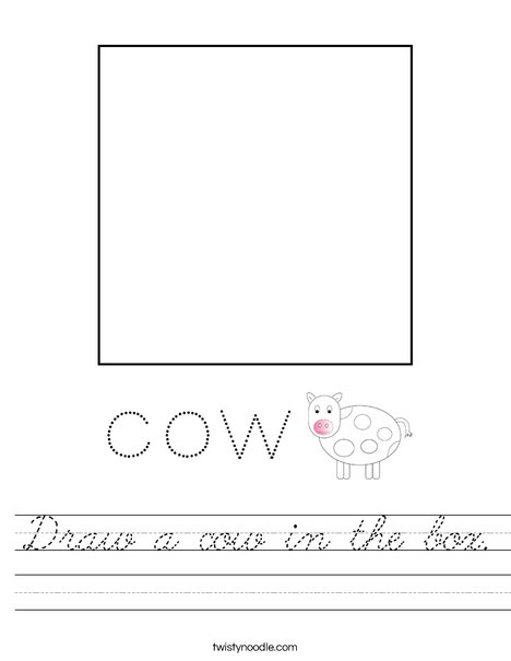 Draw a cow in the box. Worksheet
