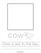 Draw a cow in the box Handwriting Sheet