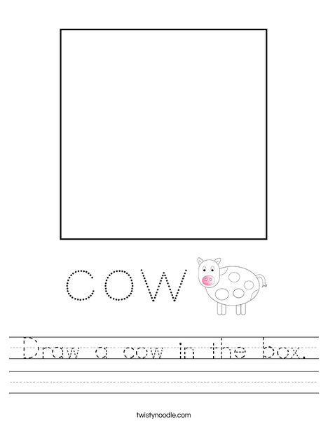 Draw a cow in the box. Worksheet