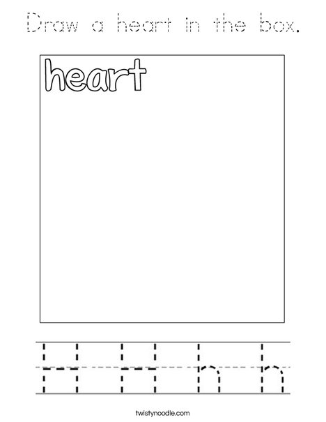 Draw a heart in the box. Coloring Page