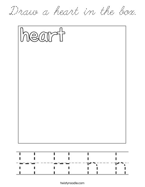 Draw a heart in the box. Coloring Page