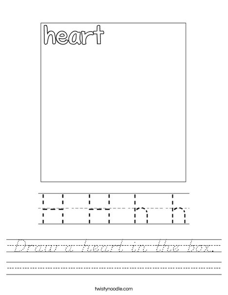 Draw a heart in the box. Worksheet