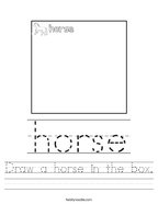 Draw a horse in the box Handwriting Sheet
