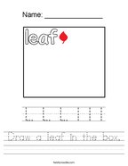 Draw a leaf in the box Handwriting Sheet