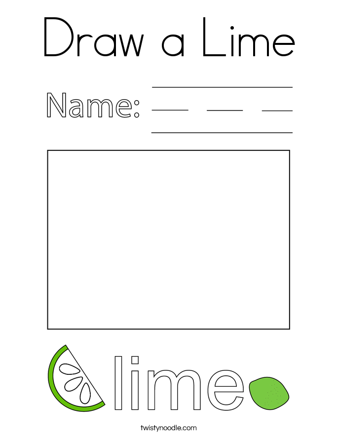 Draw a Lime Coloring Page - Twisty Noodle