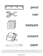 Draw a line connecting the picture with the matching word Handwriting Sheet
