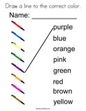 Draw a line to the correct color Coloring Page