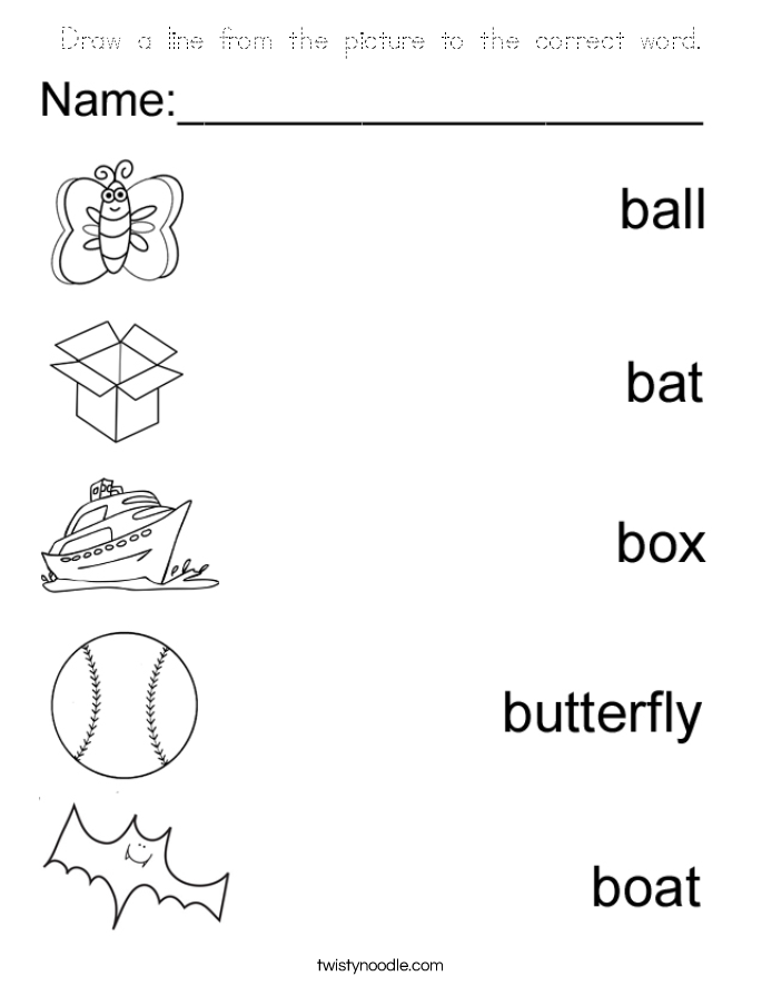 Draw a line from the picture to the correct word. Coloring Page