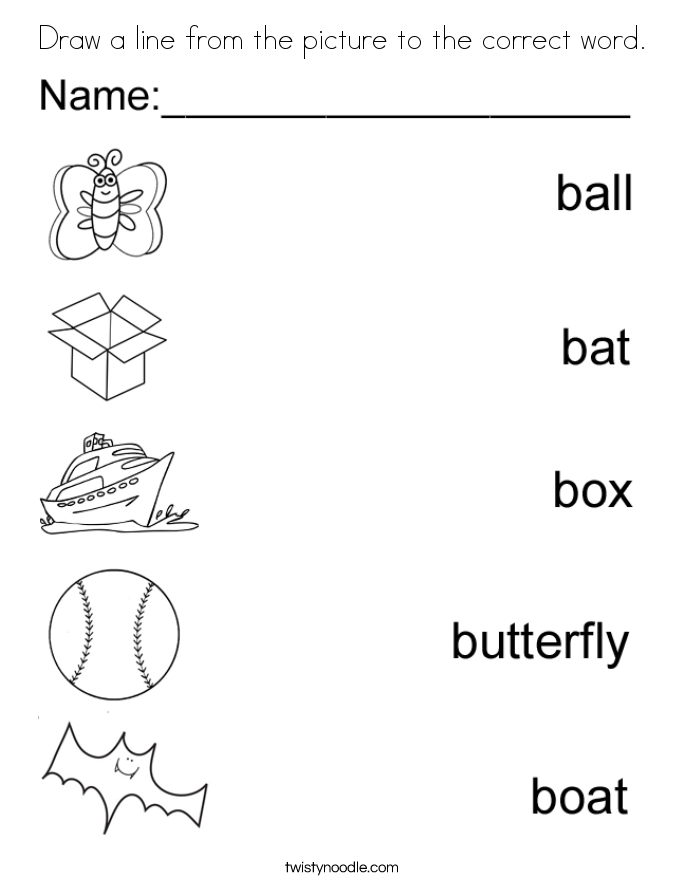 Draw a line from the picture to the correct word. Coloring Page