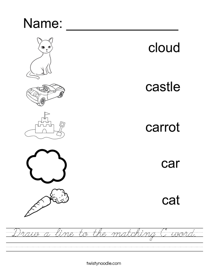 Draw a line to the matching C word. Worksheet