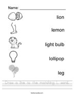 letter l worksheets twisty noodle