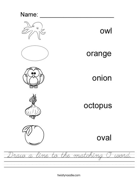 Draw a line to the matching O word Worksheet