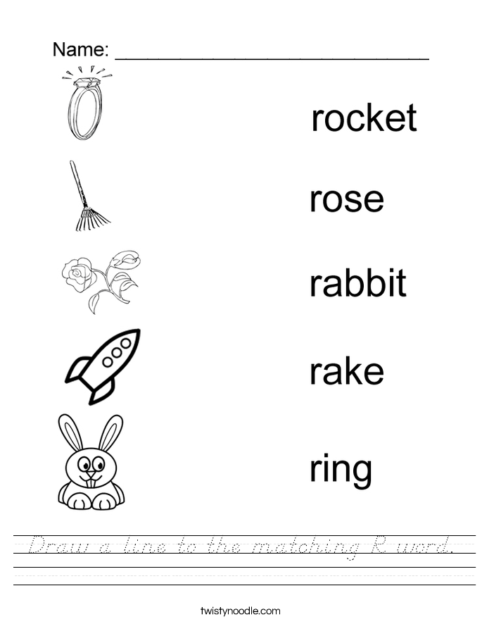 Draw a line to the matching R word. Worksheet