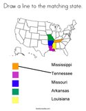 Draw a line to the matching state Coloring Page