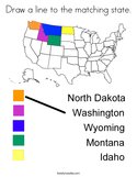 Draw a line to the matching state Coloring Page