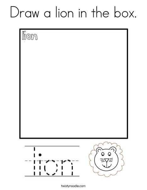 Draw a lion in the box. Coloring Page