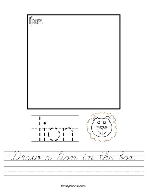 Draw a lion in the box. Worksheet