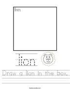 Draw a lion in the box Handwriting Sheet