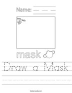 Draw a Mask Handwriting Sheet
