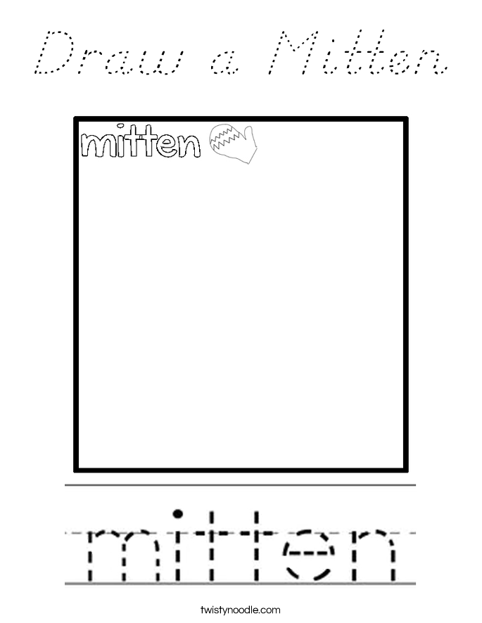 Draw a Mitten Coloring Page