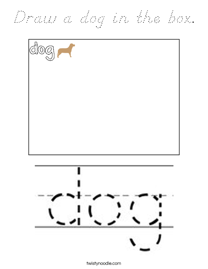 Draw a dog in the box. Coloring Page